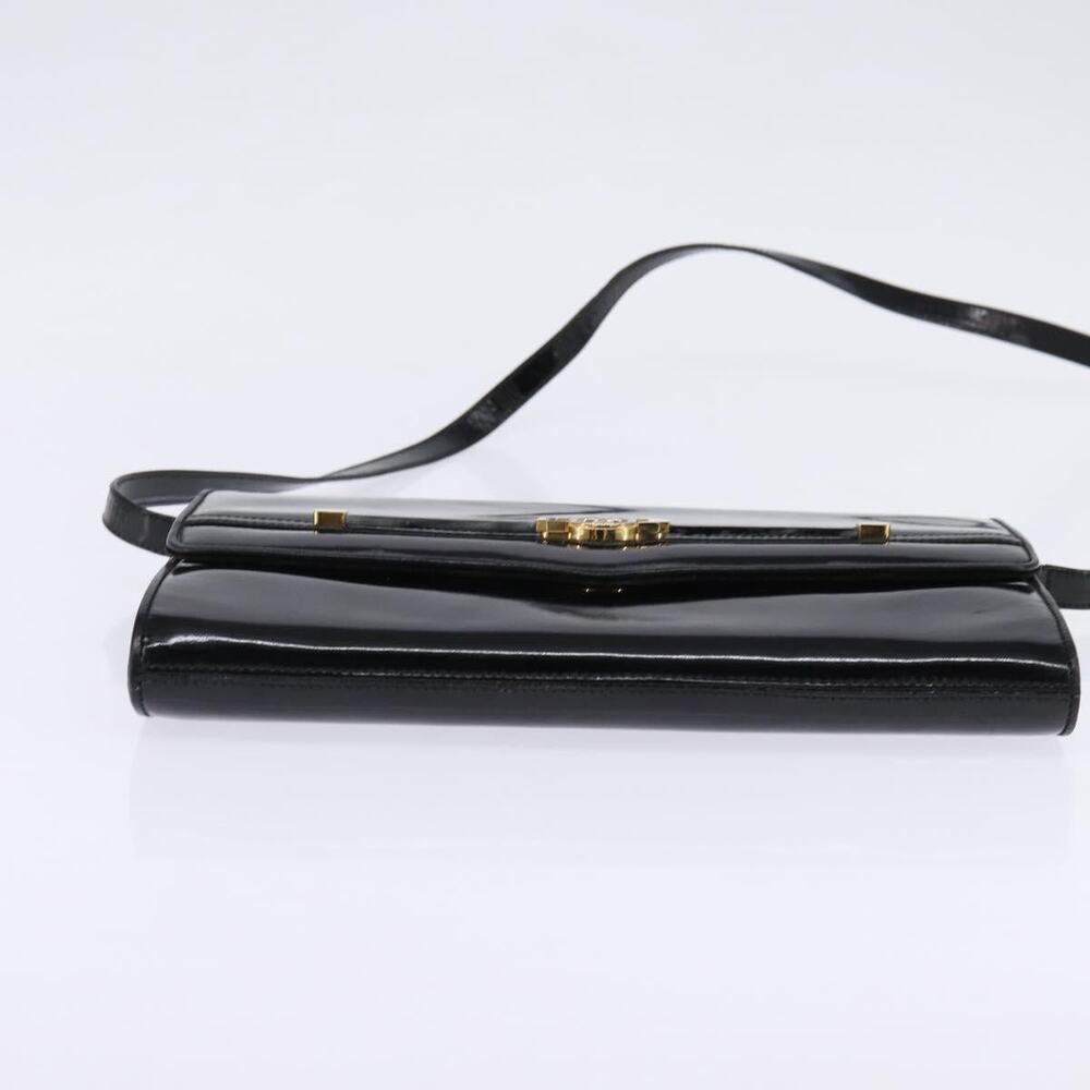 GUCCI Shoulder Bag Enamel Black Gold - Picture 9 of 12